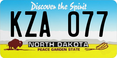 ND license plate KZA077