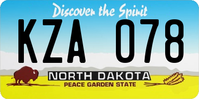 ND license plate KZA078