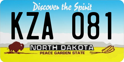 ND license plate KZA081