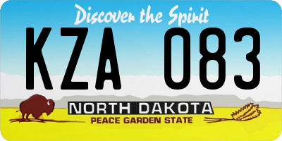 ND license plate KZA083