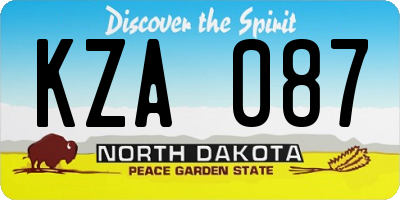 ND license plate KZA087