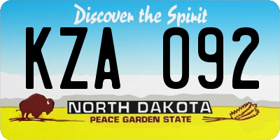 ND license plate KZA092