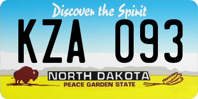 ND license plate KZA093