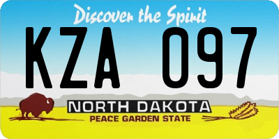 ND license plate KZA097