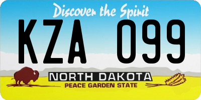 ND license plate KZA099