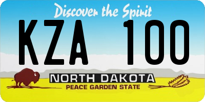 ND license plate KZA100