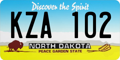 ND license plate KZA102