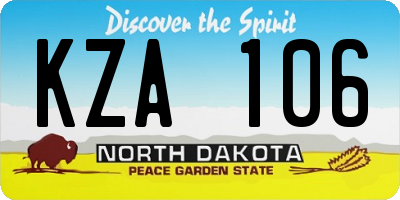 ND license plate KZA106