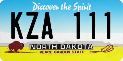 ND license plate KZA111