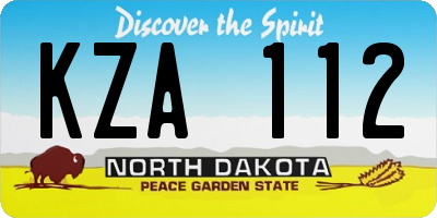 ND license plate KZA112