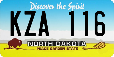 ND license plate KZA116