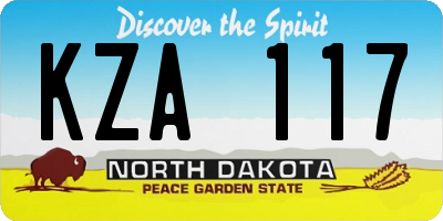 ND license plate KZA117