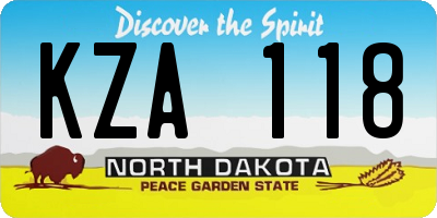 ND license plate KZA118