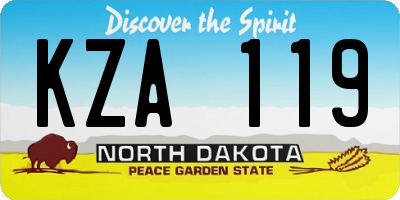 ND license plate KZA119