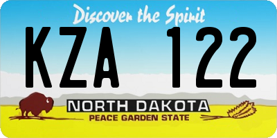 ND license plate KZA122