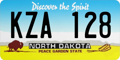 ND license plate KZA128