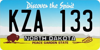 ND license plate KZA133