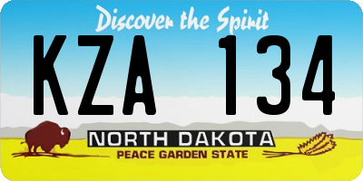 ND license plate KZA134