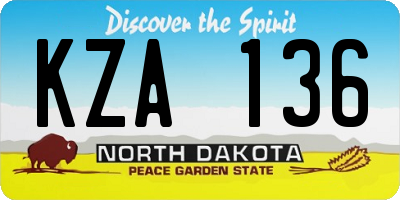 ND license plate KZA136