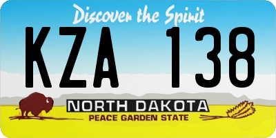 ND license plate KZA138