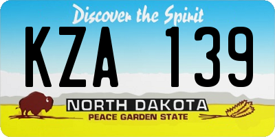 ND license plate KZA139