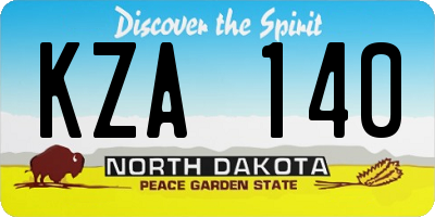 ND license plate KZA140