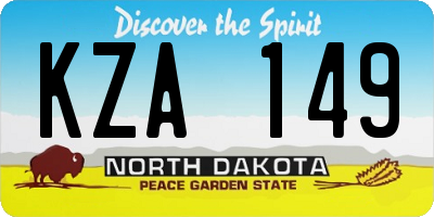 ND license plate KZA149