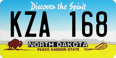 ND license plate KZA168
