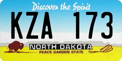 ND license plate KZA173