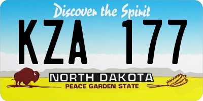 ND license plate KZA177
