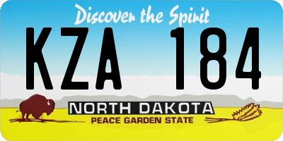 ND license plate KZA184