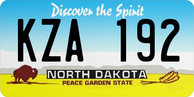 ND license plate KZA192