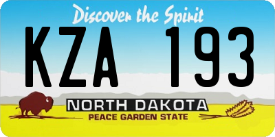 ND license plate KZA193
