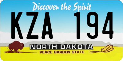 ND license plate KZA194