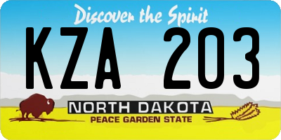 ND license plate KZA203