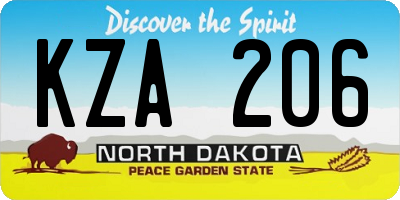 ND license plate KZA206