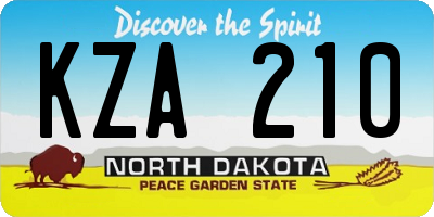 ND license plate KZA210
