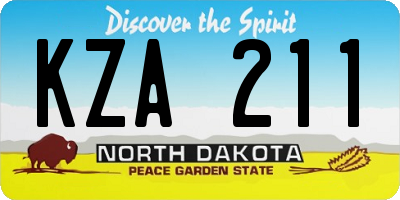 ND license plate KZA211