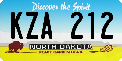 ND license plate KZA212