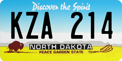 ND license plate KZA214