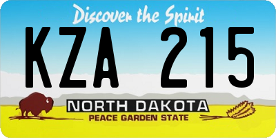 ND license plate KZA215