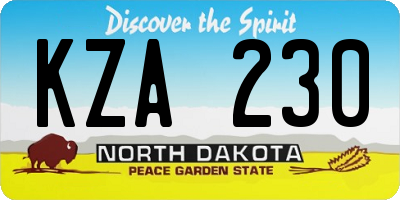 ND license plate KZA230