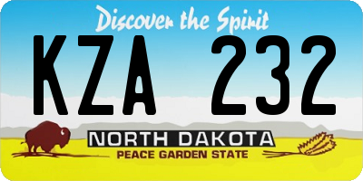 ND license plate KZA232