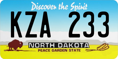 ND license plate KZA233