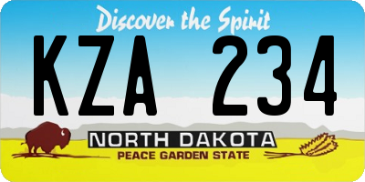 ND license plate KZA234
