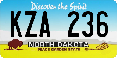 ND license plate KZA236