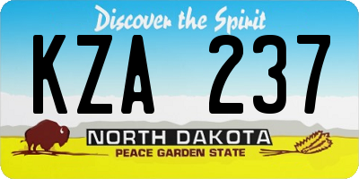 ND license plate KZA237