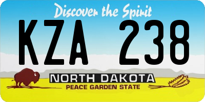 ND license plate KZA238