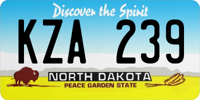 ND license plate KZA239