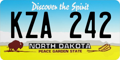 ND license plate KZA242